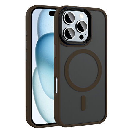 Apple iPhone 16 Pro Kılıf Mat Arka Yüzey Wireless Şarj Özellikli  Flet M-safe Kapak