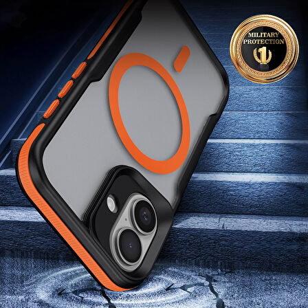 Apple iPhone 16 Plus Kılıf M-safe Şarj Özellikli Renkli Kenar Airbag Şeritli  Lamer Kapak