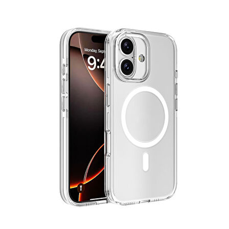 Apple iPhone 16 Kılıf M-safe Şarj Özellikli Kamera Korumalı  Kripto Kapak