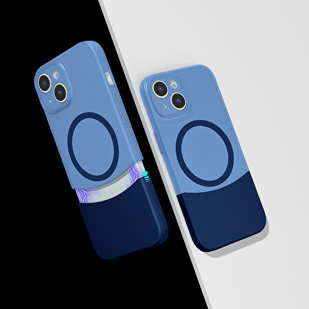 Apple iPhone 15 Kılıf M-Safe Şarj Özellikli Mıknatıslı  Duble Kapak