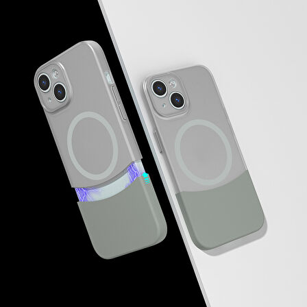 Apple iPhone 15 Kılıf M-Safe Şarj Özellikli Mıknatıslı  Duble Kapak