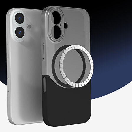 Apple iPhone 16 Kılıf M-Safe Şarj Özellikli Mıknatıslı  Duble Kapak