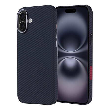 Apple iPhone 16 Plus Kılıf M-safe Şarj Özellikli Karbon Fiber Görünümlü  Nekst Kapak