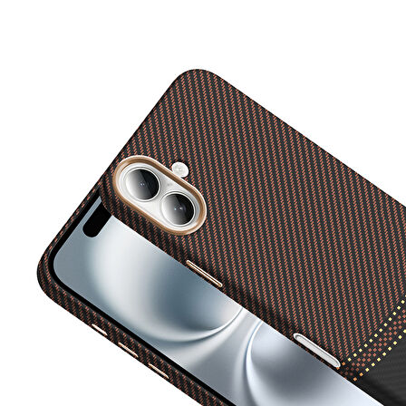 Apple iPhone 16 Plus Kılıf M-safe Şarj Özellikli Karbon Fiber Görünümlü  Gros Kapak