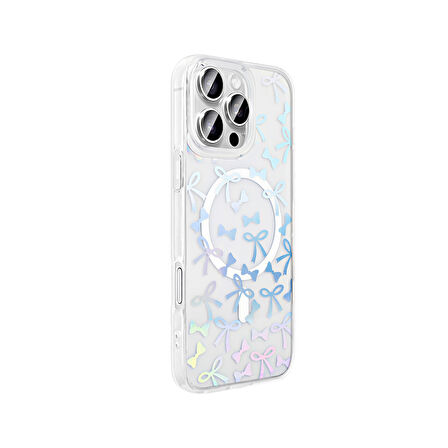 Apple iPhone 16 Pro Max Kılıf M-Safe Şarj Özellikli Şeffaf  Folk Sert Kapak