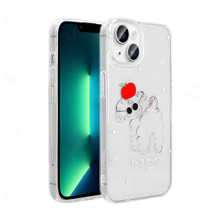 Apple iPhone 13 Kılıf Şeffaf Figürlü  Folk Sert Kapak