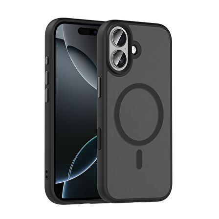 Apple Uyumlu iPhone 17 Kılıf Mat Arka Yüzey Wireless Şarj Özellikli  Flet M-safe Kapak