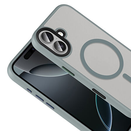 Apple Uyumlu iPhone 17 Kılıf Mat Arka Yüzey Wireless Şarj Özellikli  Flet M-safe Kapak