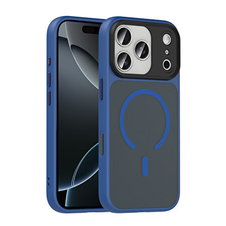 Apple Uyumlu iPhone 17 Pro Kılıf Mat Arka Yüzey Wireless Şarj Özellikli  Flet M-safe Kapak
