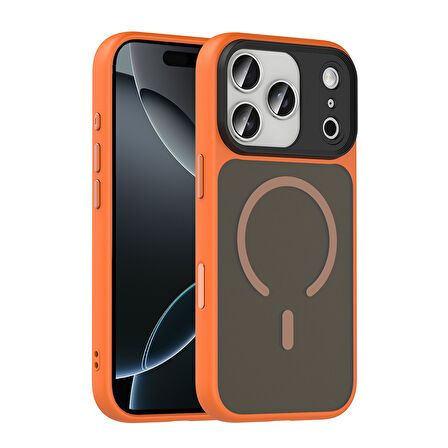 Apple Uyumlu iPhone 17 Pro Max Kılıf Mat Arka Yüzey Wireless Şarj Özellikli  Flet M-safe Kapak
