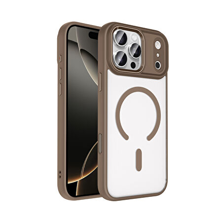 Apple Uyumlu iPhone 17 Pro Kılıf Wireless Şarj Özellikli  Krom M-safe Silikon Kapak