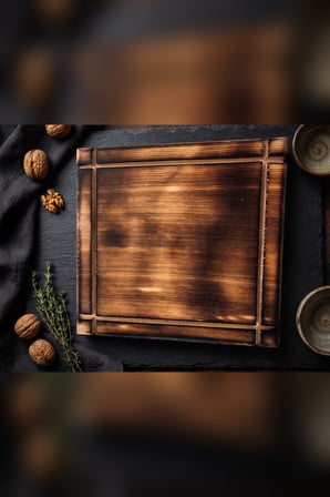 El Yapımı Yakma Ahşap Kare Peynir Sunum Tahtası Rustik