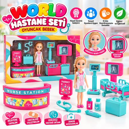 Bezos ENF-39184 World Hastane Seti Oyuncak Bebek ALK