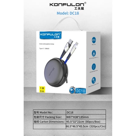 Bezos Konfulon DC18 Type-C Kablo 1M 5A - Kırmızı ALK