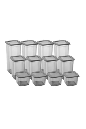 Bezos 12'li 3 Boy Kavanoz Seti & Saklama Kabı & Erzak Kabı 6x650/1300/1900 Ml (40 Lı Etiket Hediyeli) ALK