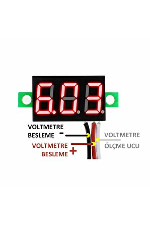 0.36 Inch Dc 4,2v-30v Dijital Voltmetre Kırmızı 3 Telli 0.36” Dc 0-30v Voltaj Besleme Güç Kaynağı