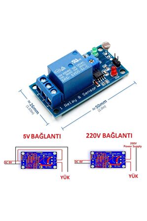 5v Ldr Işık Kontollü Röle 5v Gündüz Gece Algılayıcı Röle Kartı