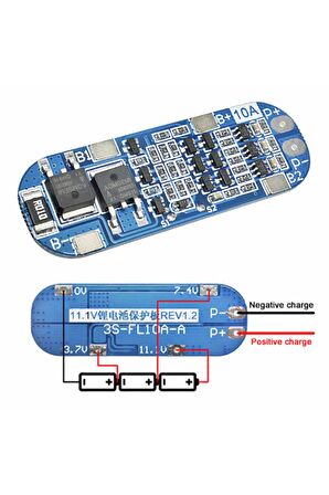 3s 10a Bms Lityum Li-ion Batarya Koruma Kartı - 18650 Li-ion Lipo