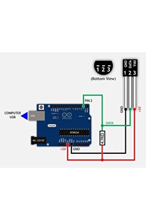Ds18b20 Sıcaklık Isı Sensörü Dijital Termometre Ic -55c 125c