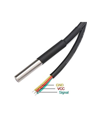 Ds18b20 5 Metre Kablolu Sensör Su Geçirmez Isı Sıcaklık Dijital