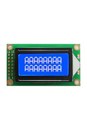0802a 8x2 Karakter Lcd Modül Mavi Display Ekran Mavi Backlight 2 Satır 8 Karakter