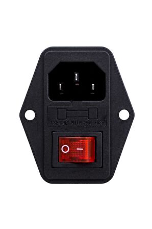 220v Erkek Power Soketi Sigorta Yuvalı Ve Işıklı Açma Kapama Anahtarlı Kulaklıklı Montaj Tip