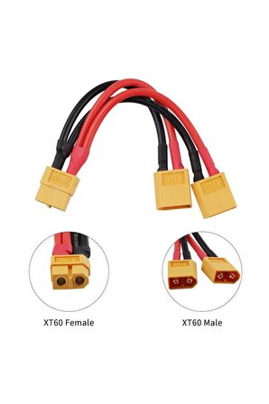 Xt60 Konnektörlü Y Tip Birleştirici Kablo 10 cm Lipo Pil Batarya