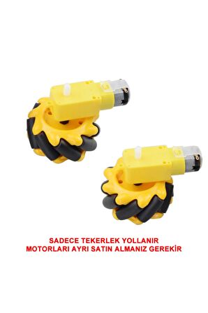 48mm Omni Mecanum Tekerlek Çifti 45 Derece Açılı 9 Roller 1:48
