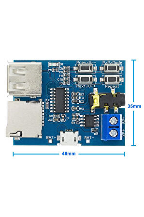 Tfu Mp3 Wav Ses Müzik Çalma Kartı 3w Amfi Micro Sd Usb Flash Okuyucu 3.5mm Ses Soketi