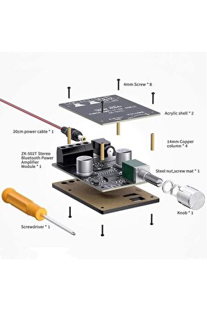 Zk-502l Stereo Bluetooth 5.0 Güç Amphi Modülü 2x50w Kutulu