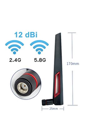 12dbi Dual Band Anten Rp Sma Erkek 2.4ghz 5.8ghz Rf Gsm Wifi Sinyal Kuvvetlendirici Anten