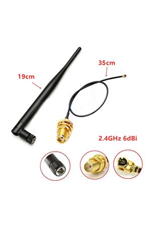 6dbi Sma Erkek Anten 35cm Ipex Kablo Ufl Soket Dual Band 2.4ghz
