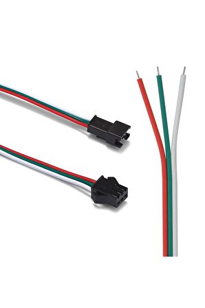 3 Pin Jst Sm 10cm Kablo Çifti Erkek Dişi Bağlantı Soketi Led