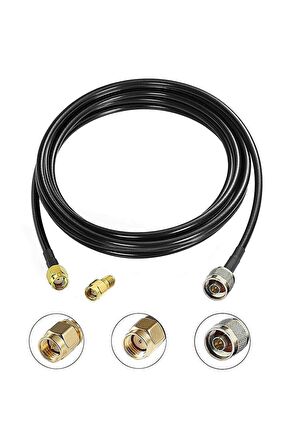 Rg58 Erkek N To Dişi Sma 5 Metre Düşük Kayıplı Kablo Rf Anten