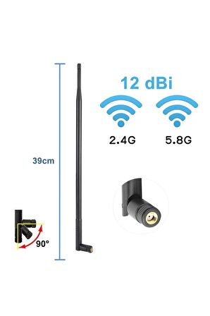 12dbi 39cm Anten Rp Sma Erkek 2.4ghz 5.8ghz Dual Band Rf Gsm Wifi