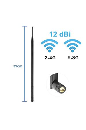 12dbi 39cm Anten Rp Sma Erkek 2.4ghz 5.8ghz Dual Band Rf Gsm Wifi