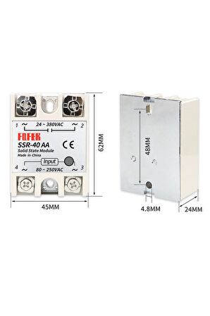 Ssr-40aa Röle Tek Fazlı Solid State 80-250vac 40a Anahtar