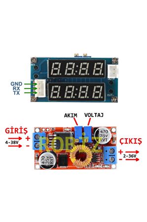 Xl4015 Ayarlanabilir Voltaj Ve Akım Kontröllü Güç Kaynağı Voltmetre Ampermetre Göstergeli Step-down