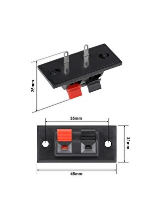 2 Li Hoparlör Terminal Soketi Panel Montaj Tip Yaylı Speaker Ses