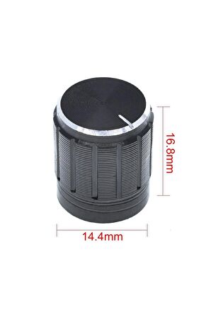 Alüminyum Pot Başlığı 6mm Tırtıklı Mil 6mm Siyah Metal Potansiyometre