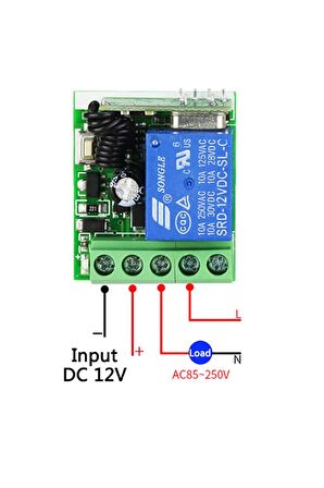433mhz Rf 1 Kanal Röle Modül Dc 12v Kablosuz Pompa Fan Lamba Perde