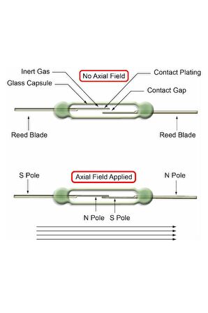 14mm Reed Röle Anahtar Sensör Switch Manyetik Alan Mıknatıs