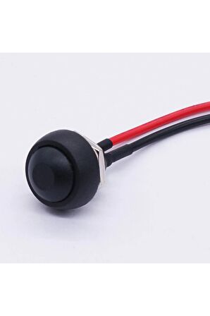 12mm Pbs-33b 2 Pin Push Buton Siyah 20cm Kablolu On Off 1a 250v