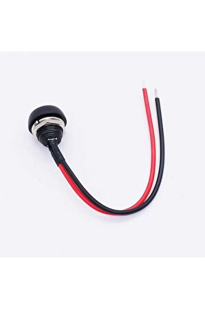12mm Pbs-33b 2 Pin Push Buton Siyah 20cm Kablolu On Off 1a 250v