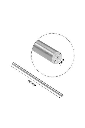 3mm X 60mm Metal Mil Çelik Çubuk Aks Oyuncak Rc Araba Robot (10 ADET)
