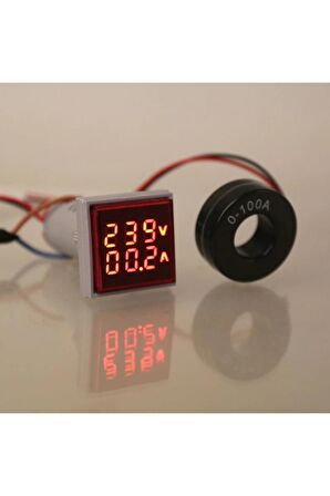 Ac 20-500v 100a Kare Dijital Voltmetre Ampermetre 220v Kırmızı