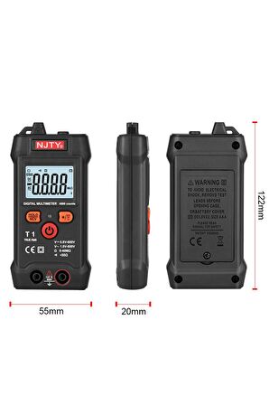 Njty T1 Dijital Multimetre True Rms Ncv 600v Mini Cep El Tipi Voltmetre