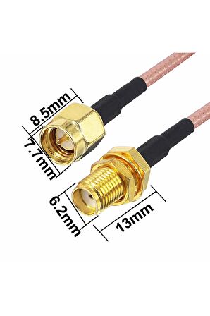 Rg316 50cm Sma Erkek Dişi Kablo Rf Uzatma Kablosu 50 Ohm 0-6ghz