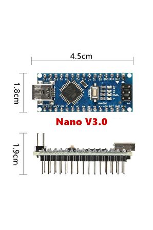 Arduino Nano 3.0 Atmega328 Ch340 Lehimsiz Mini Usb Kod Yazılım Geliştirme Eğitim Kartı