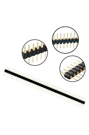 1x40 Pin Precision Erkek Header Tek Sıra 2.54mm 180 Derece Altın Kaplama